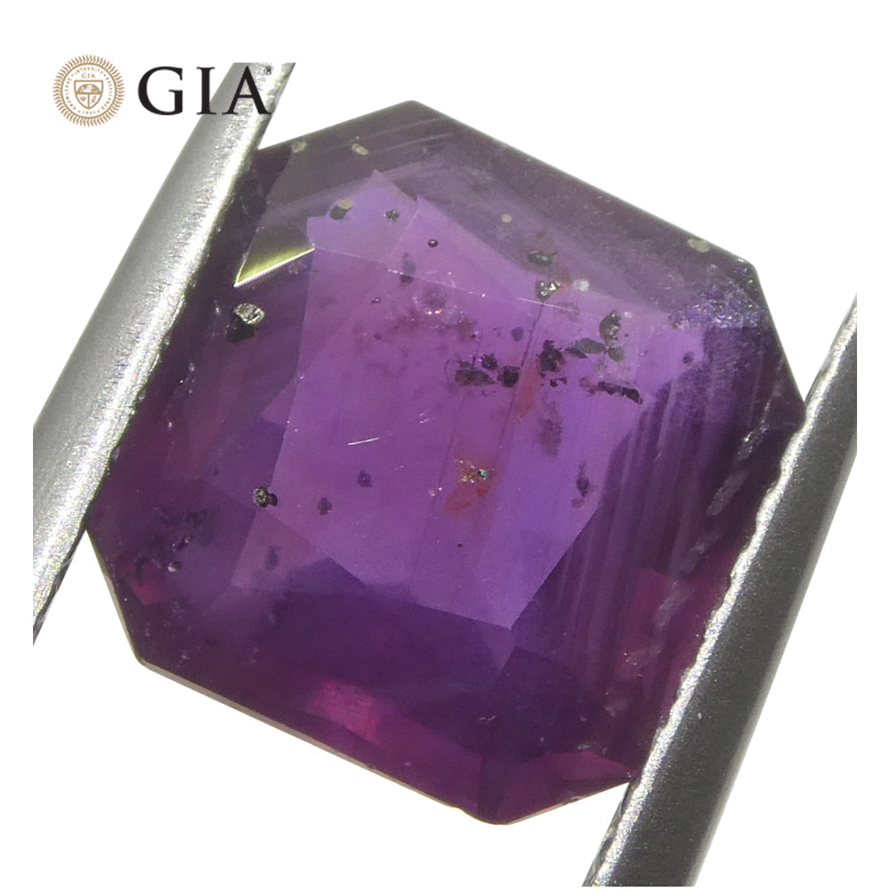 2.63ct Octagonal/Square Purple-Red Natural Ruby GIA Certified East Africa Unheated - Skyjems Wholesale Gemstones