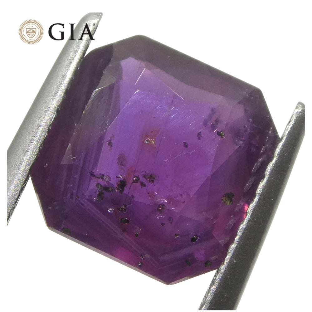 2.63ct Octagonal/Square Purple-Red Natural Ruby GIA Certified East Africa Unheated - Skyjems Wholesale Gemstones