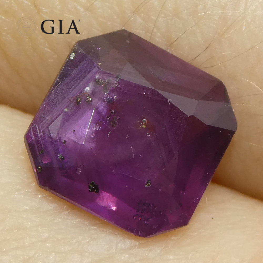 2.63ct Octagonal/Square Purple-Red Natural Ruby GIA Certified East Africa Unheated - Skyjems Wholesale Gemstones