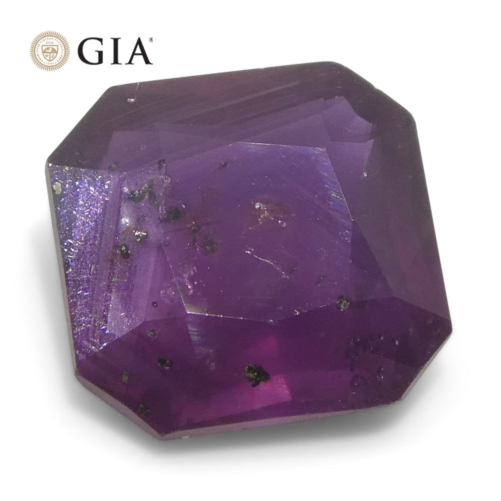 2.63ct Octagonal/Square Purple-Red Natural Ruby GIA Certified East Africa Unheated - Skyjems Wholesale Gemstones