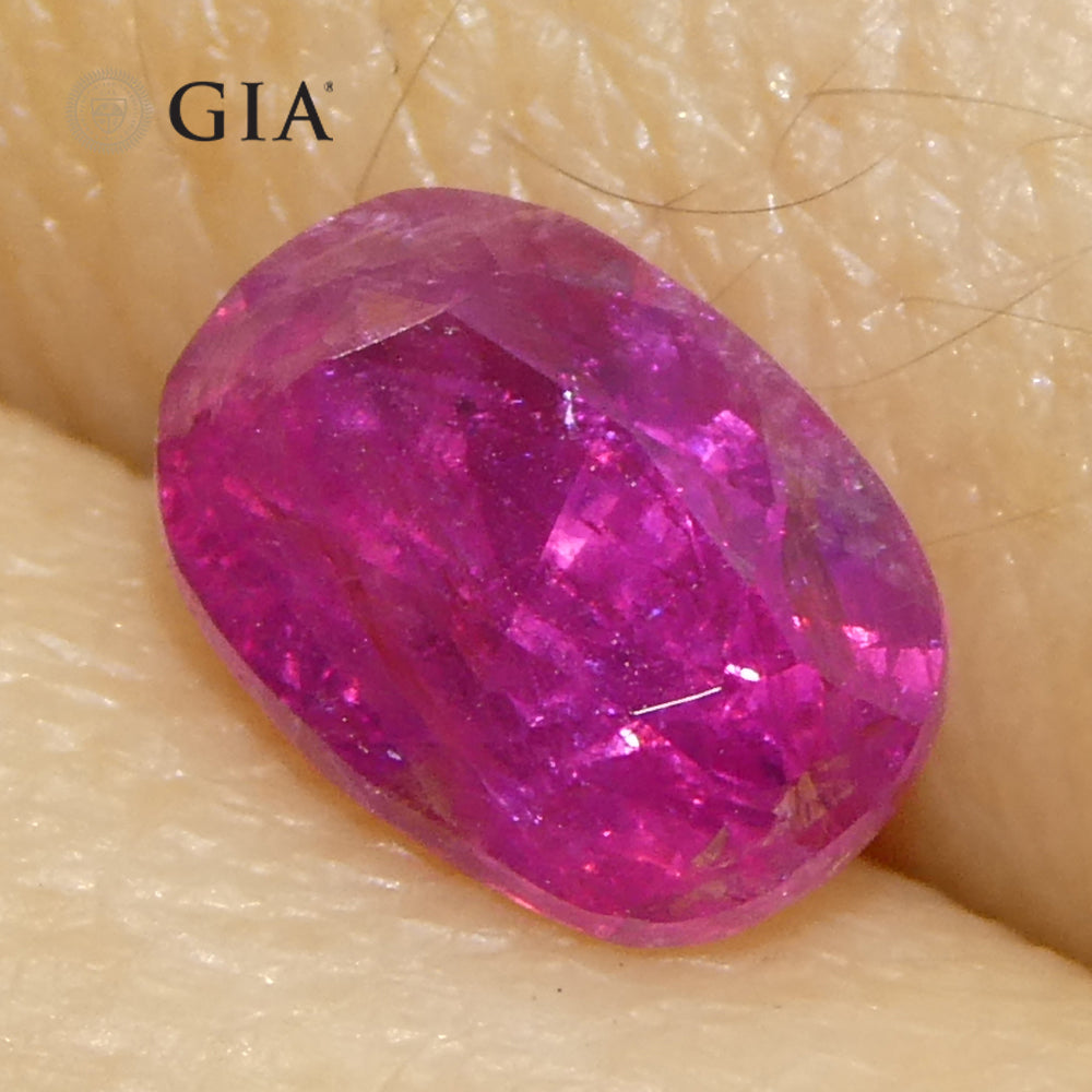1.34ct Cushion Purplish Red Ruby GIA Certified  Unheated - Skyjems Wholesale Gemstones