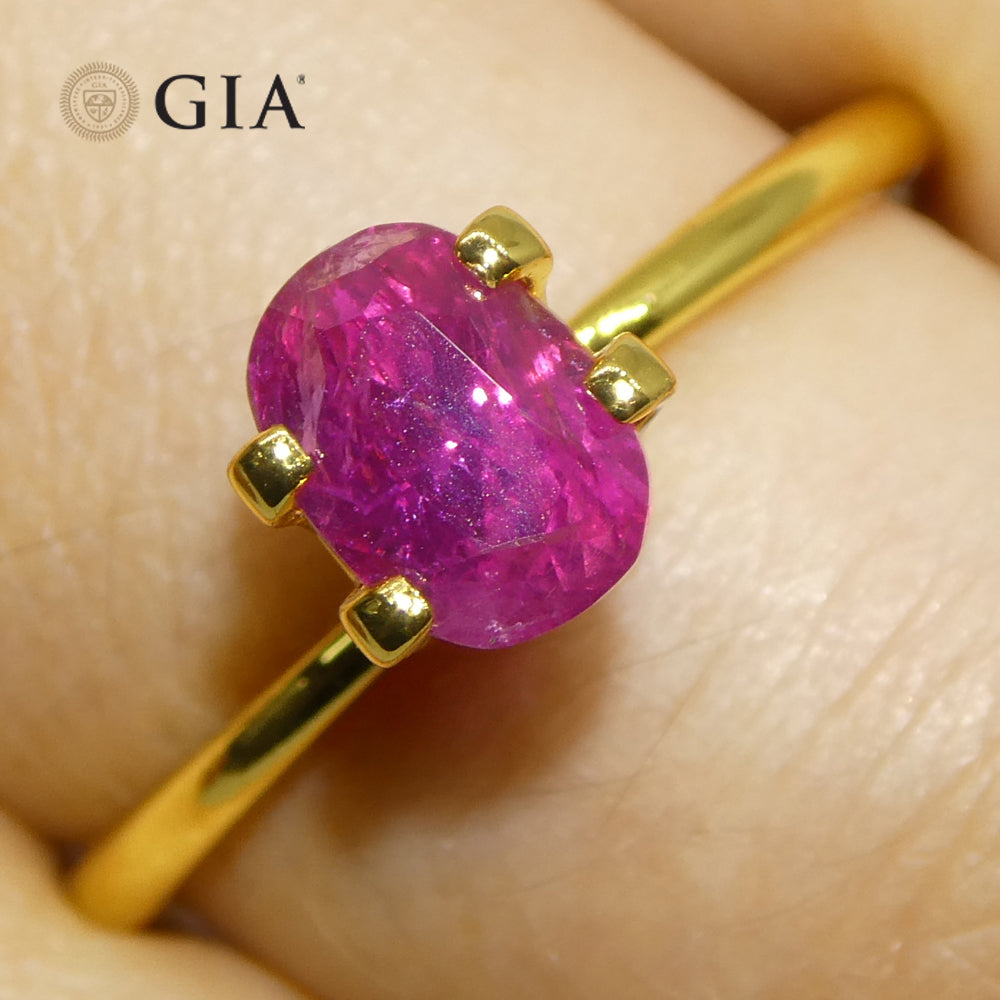 1.34ct Cushion Purplish Red Ruby GIA Certified  Unheated - Skyjems Wholesale Gemstones