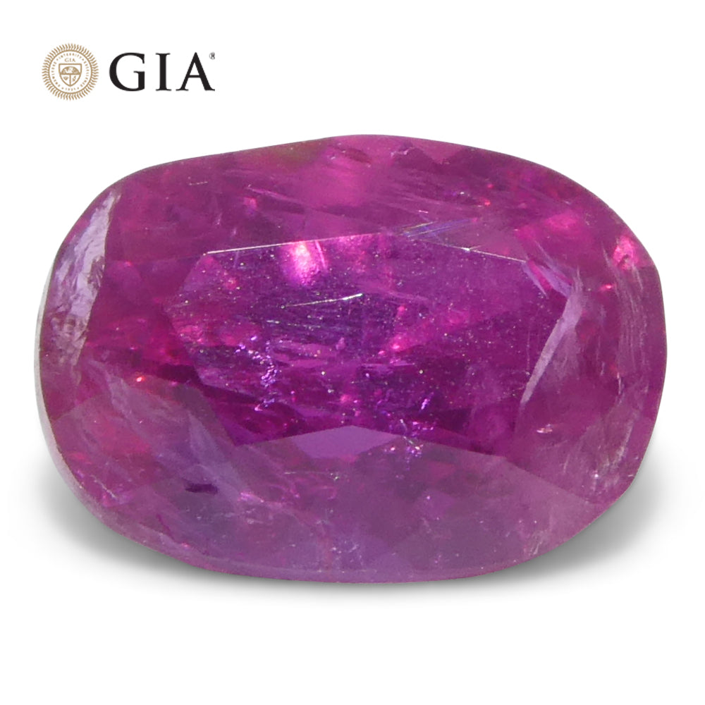 1.34ct Cushion Purplish Red Ruby GIA Certified  Unheated - Skyjems Wholesale Gemstones