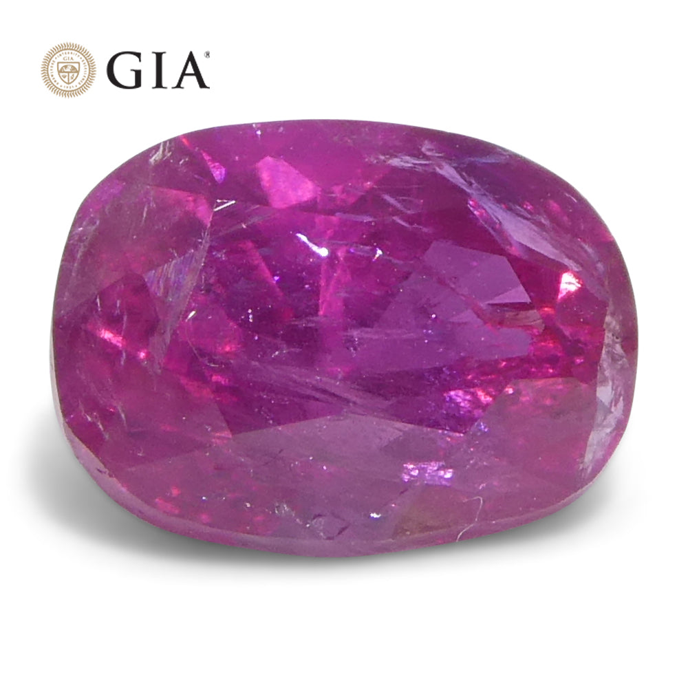 1.34ct Cushion Purplish Red Ruby GIA Certified  Unheated - Skyjems Wholesale Gemstones