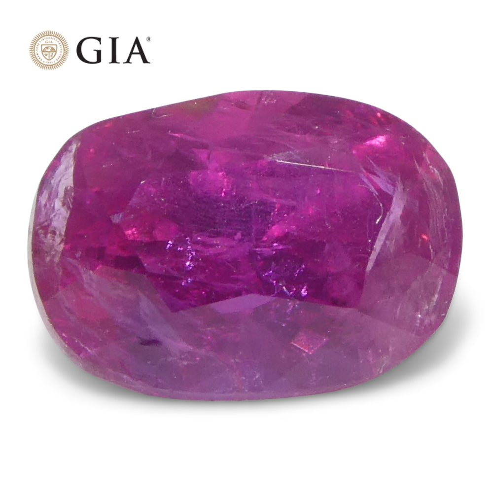 1.34ct Cushion Purplish Red Ruby GIA Certified  Unheated - Skyjems Wholesale Gemstones