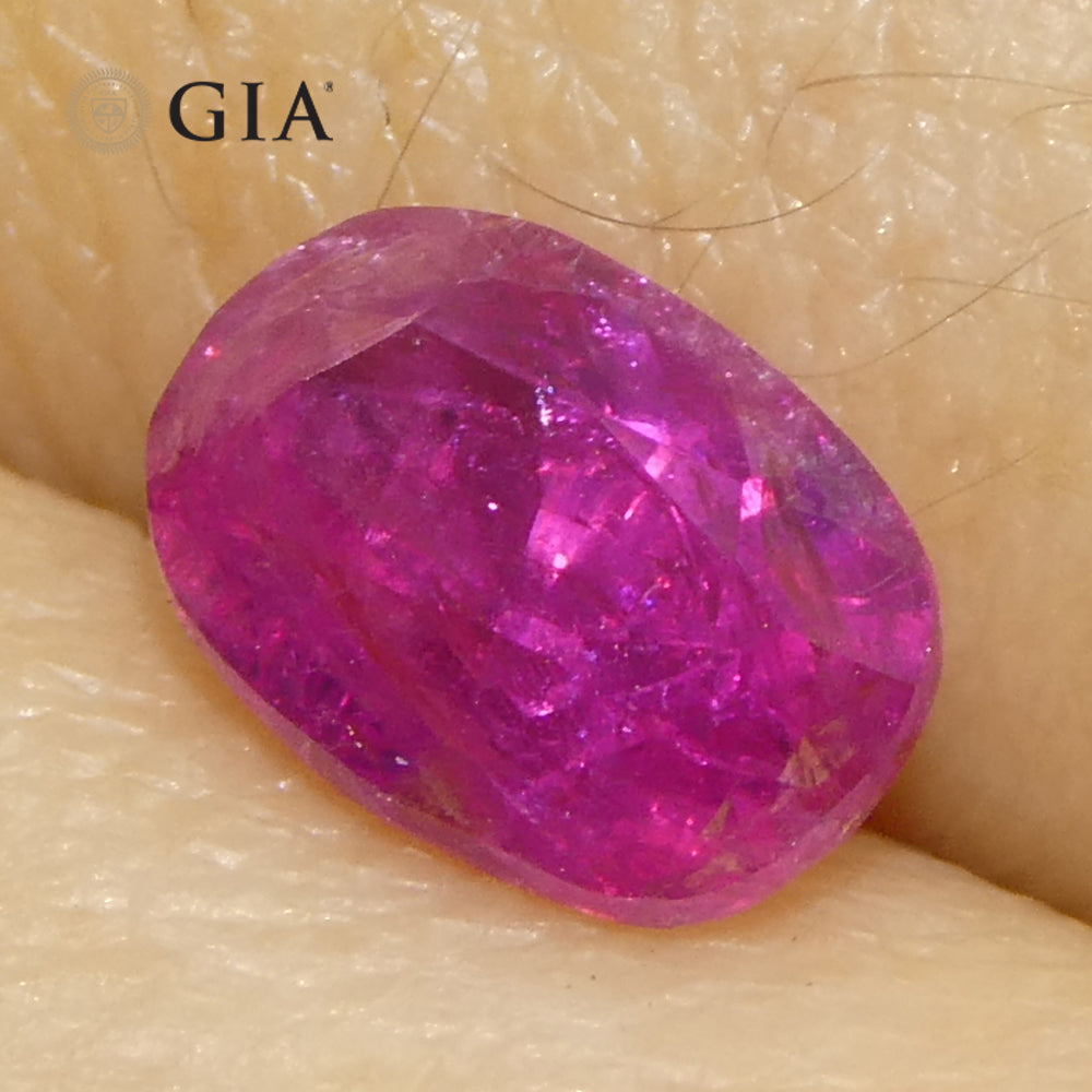 1.34ct Cushion Purplish Red Ruby GIA Certified  Unheated - Skyjems Wholesale Gemstones