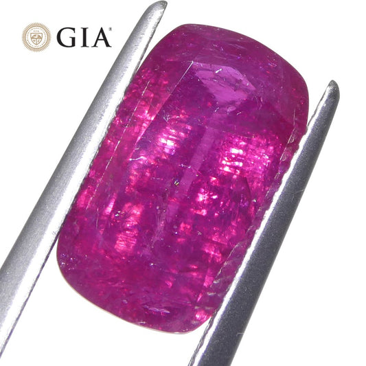 5.33ct Cushion Purplish Red Ruby GIA Certified Afghanistan Unheated - Skyjems Wholesale Gemstones