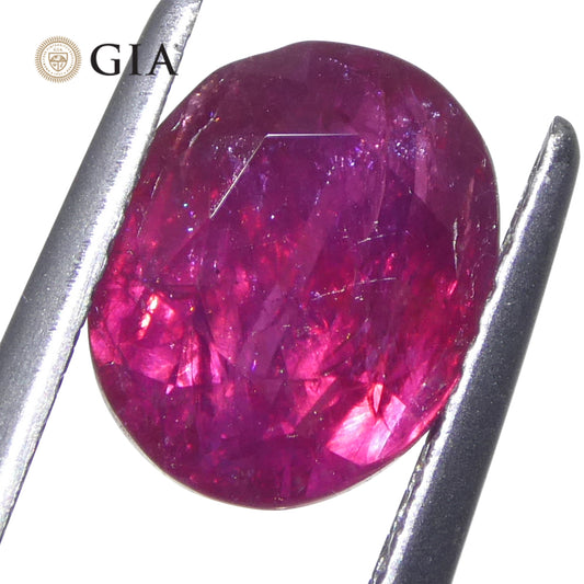 3.04ct Oval Purplish Red Ruby GIA Certified Afghanistan Unheated - Skyjems Wholesale Gemstones