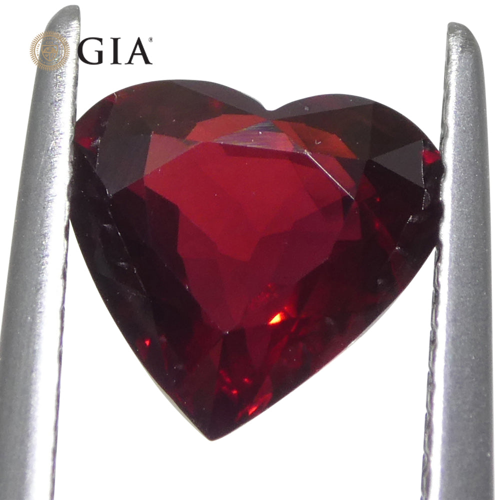 1.92ct Heart-Cut Red Ruby from Mozambique, GIA Certified Natural Gemstone by SkyJems Canada