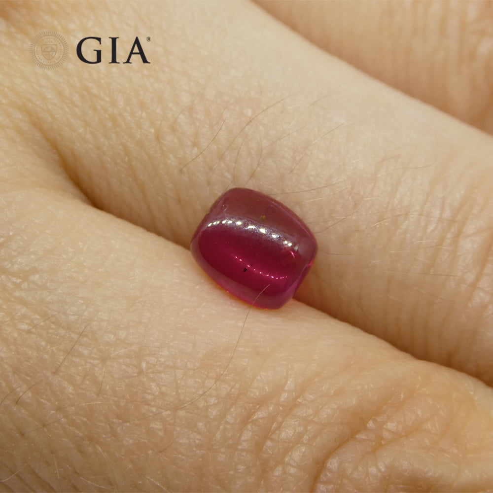 1.53ct Cushion Double Cabochon Purplish Red Ruby GIA Certified Mozambique Unheated - Skyjems Wholesale Gemstones