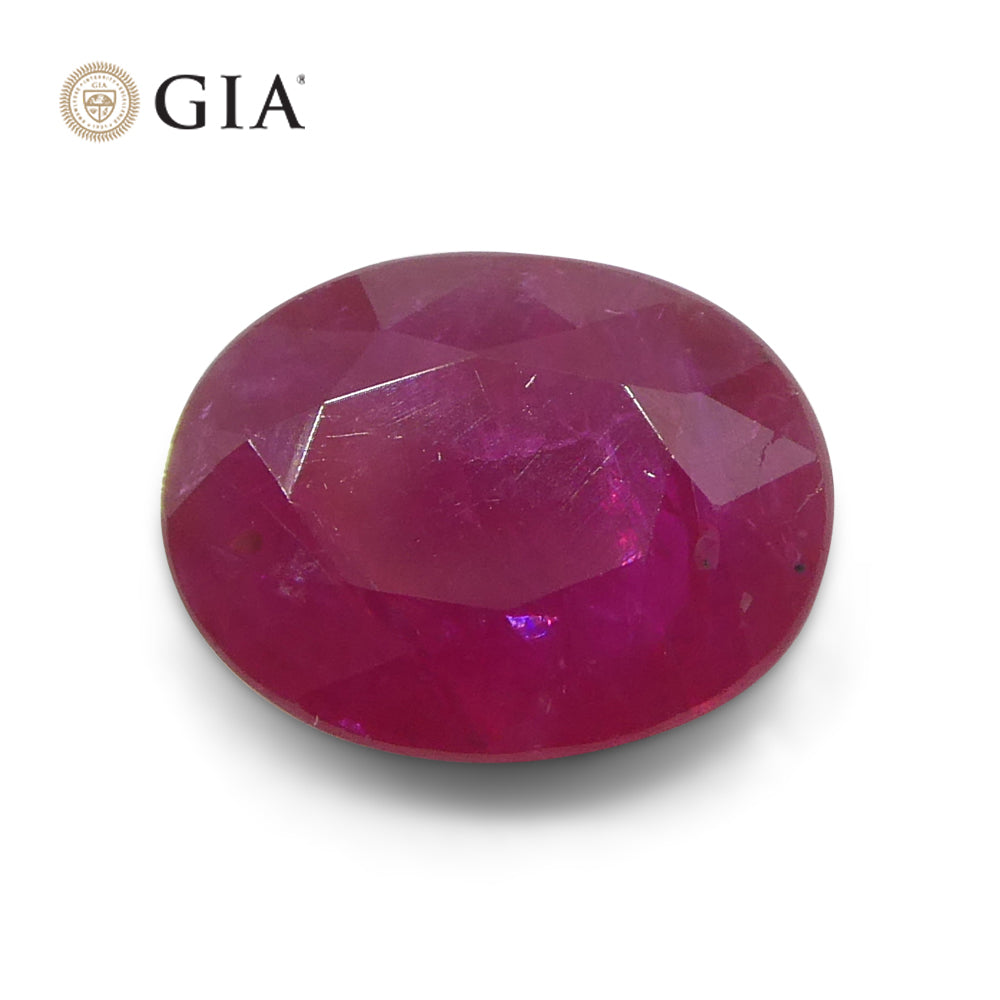 1.96ct Oval Purplish Red Ruby GIA Certified Mozambique - Skyjems Wholesale Gemstones