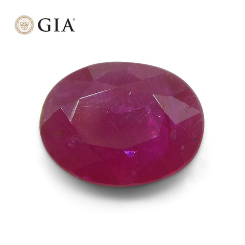 1.96ct Oval Purplish Red Ruby GIA Certified Mozambique