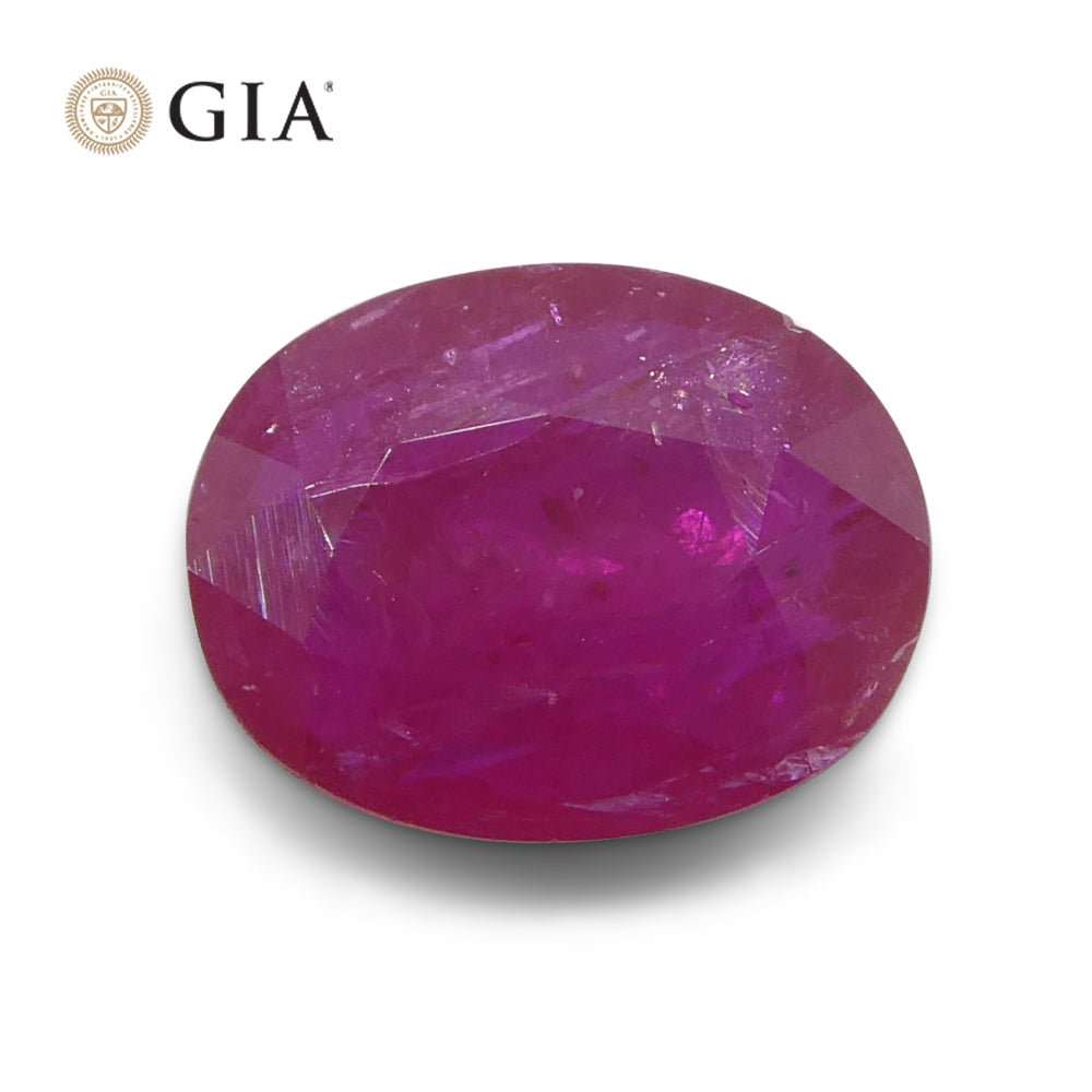 1.85ct Oval Purplish Red Ruby GIA Certified Mozambique - Skyjems Wholesale Gemstones