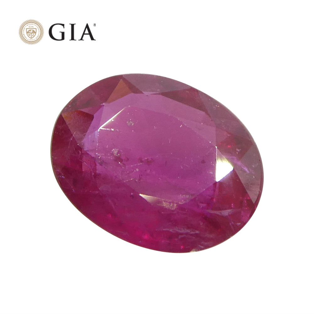 1.76ct Oval Purplish Red Ruby GIA Certified Mozambique - Skyjems Wholesale Gemstones