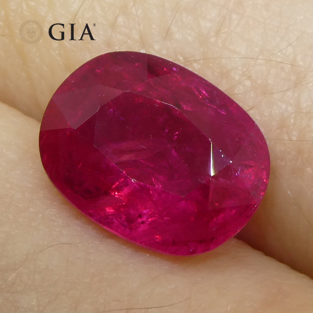 4.19ct Cushion Vivid Red Ruby GIA Certified Mozambique - Skyjems Wholesale Gemstones