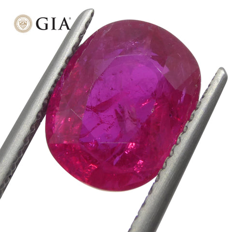 4.19ct Cushion Vivid Red Ruby GIA Certified Mozambique