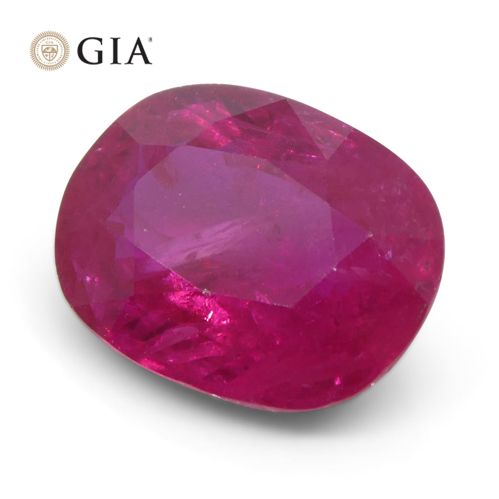 4.19ct Cushion Vivid Red Ruby GIA Certified Mozambique