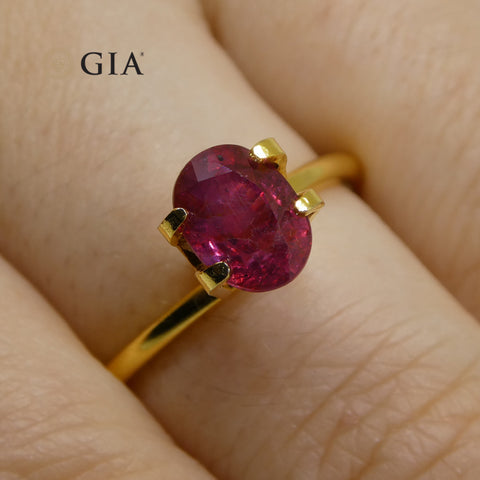 1.67ct Oval Red Ruby GIA Certified Madagascar Unheated