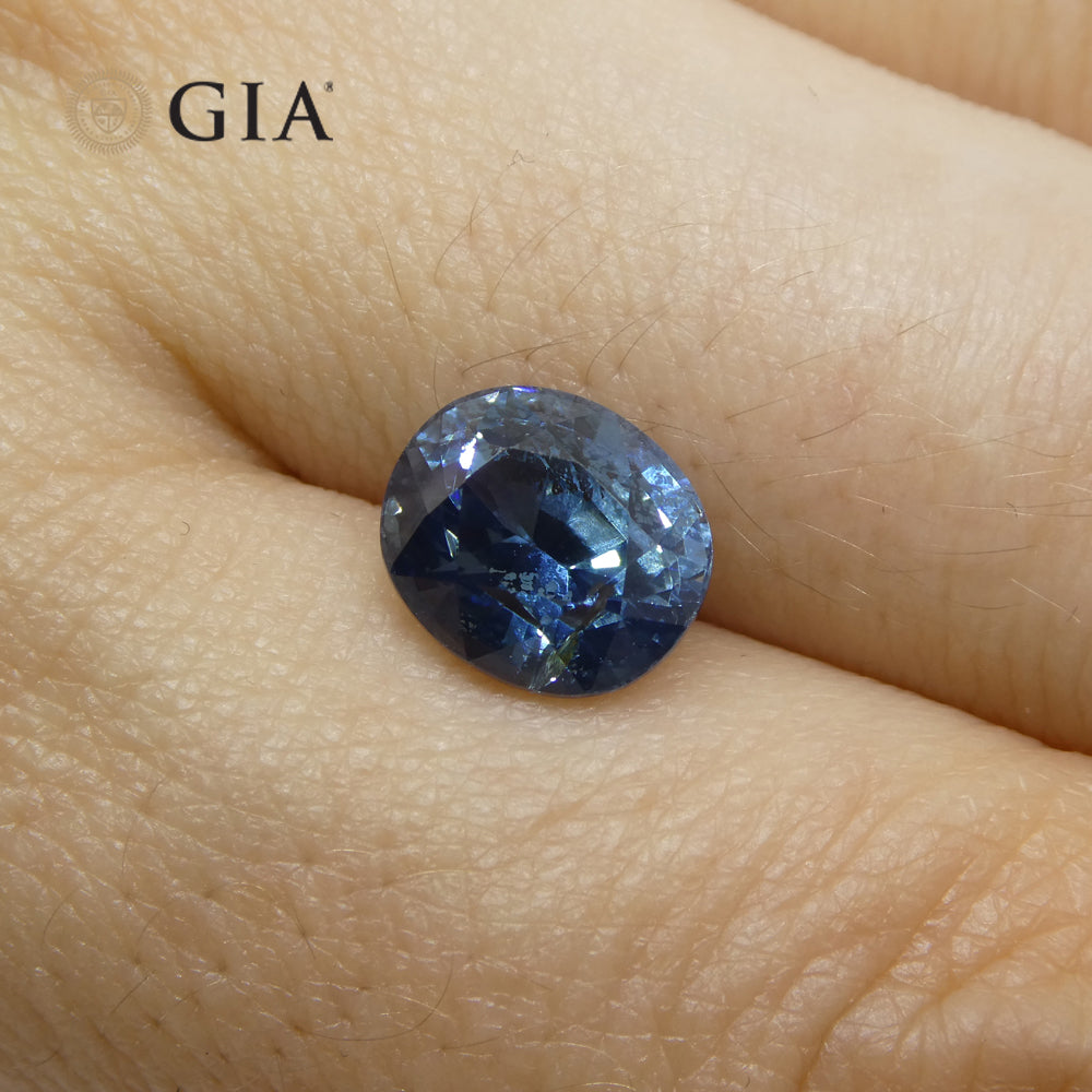 3.42ct Oval Greenish Blue Sapphire GIA Certified Nigeria - Skyjems Wholesale Gemstones