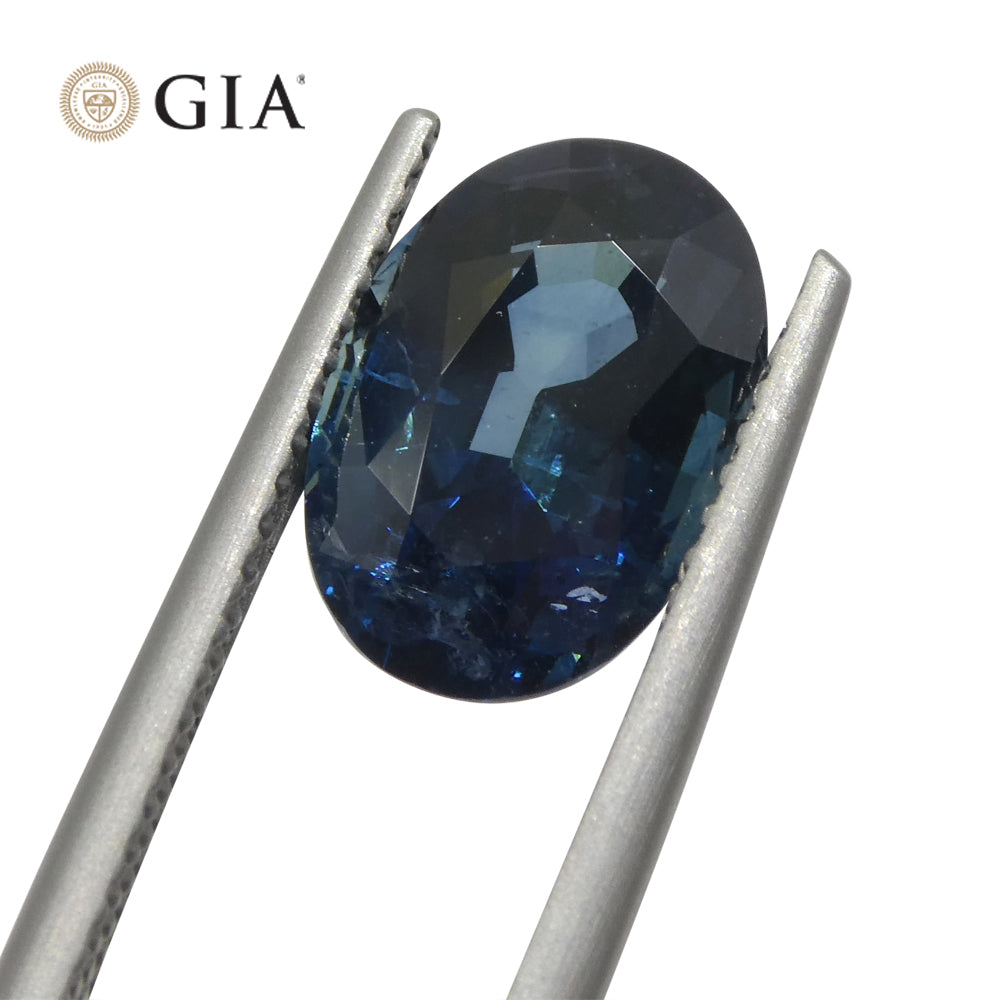 3.87ct Oval Greenish Blue Sapphire GIA Certified Madagascar - Skyjems Wholesale Gemstones