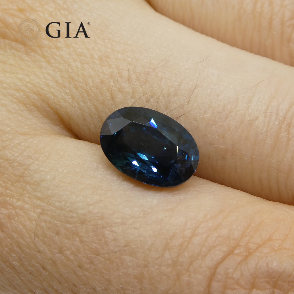 3.87ct Oval Greenish Blue Sapphire GIA Certified Madagascar - Skyjems Wholesale Gemstones