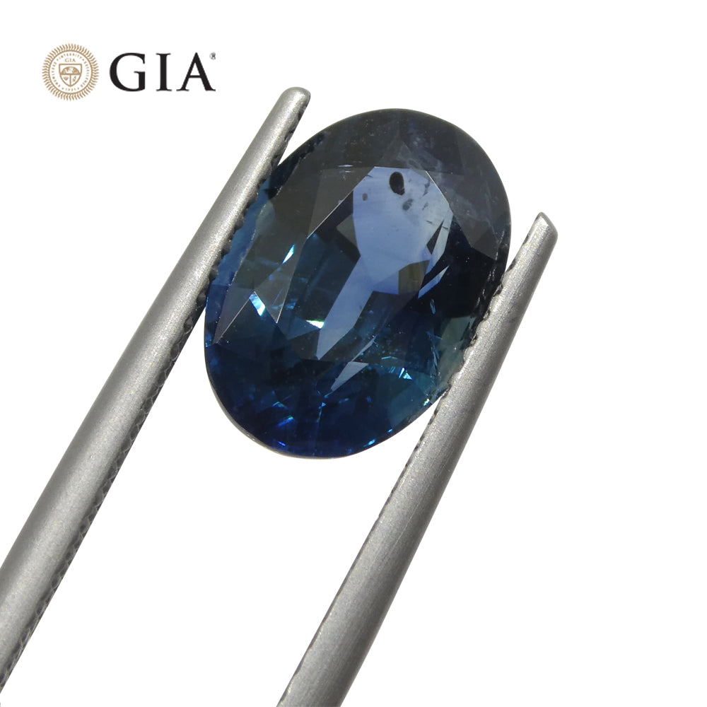 3.87ct Oval Greenish Blue Sapphire GIA Certified Madagascar - Skyjems Wholesale Gemstones