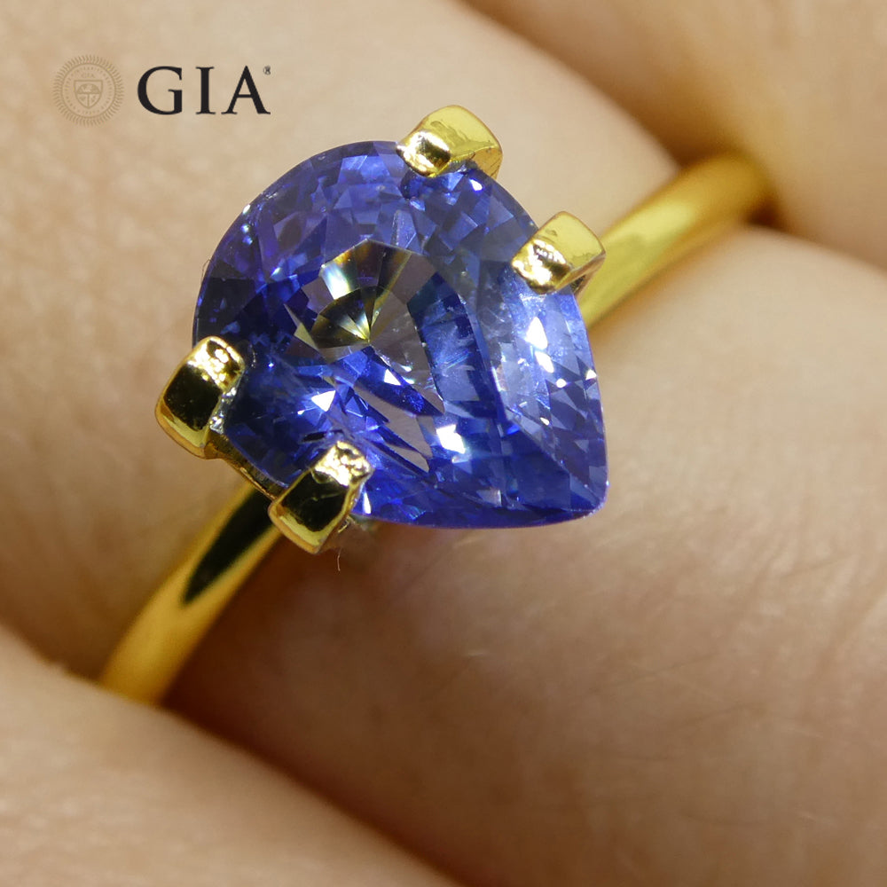 2.14ct Pear Blue Sapphire GIA Certified Sri Lanka Unheated - Skyjems Wholesale Gemstones