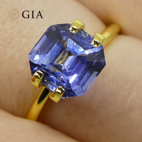 3.2ct Octagonal/Emerald Cut Blue Sapphire GIA Certified Sri Lanka