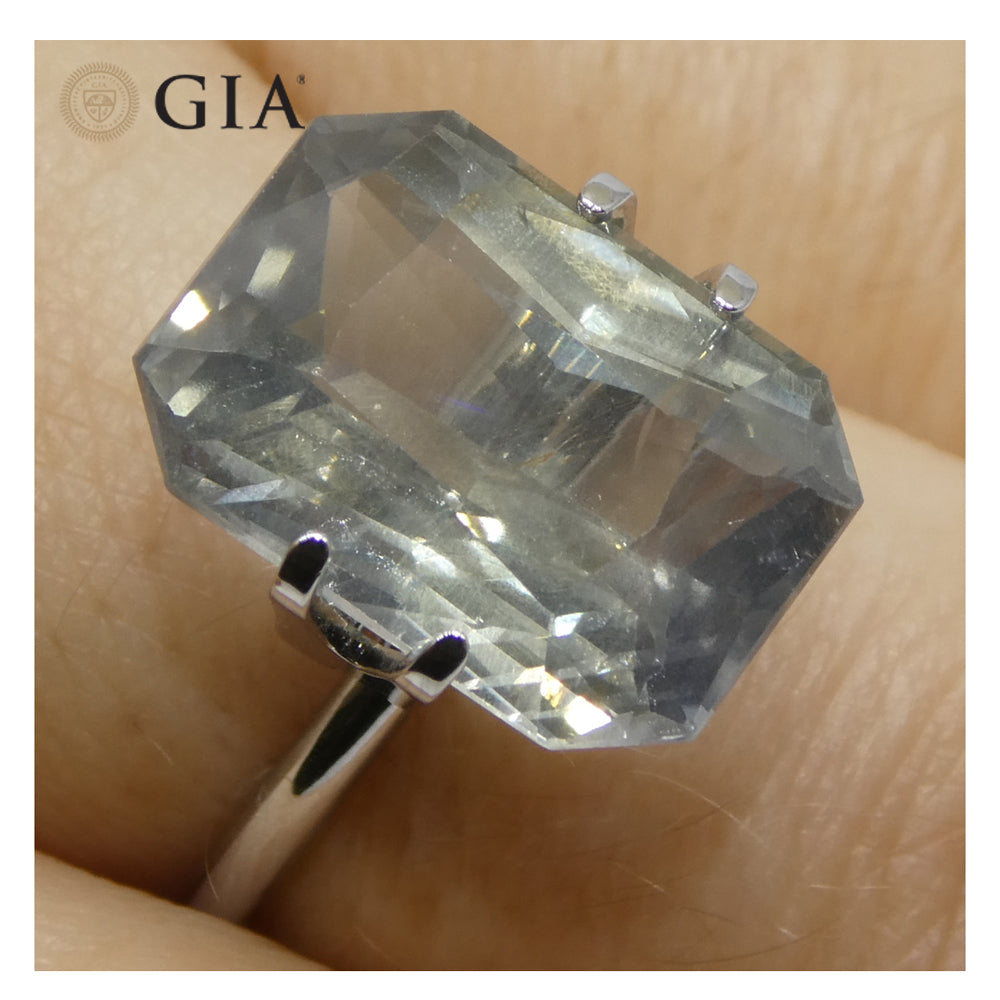 10.03ct Octagonal/Emerald Cut Grayish Greenish Blue to Grayish Purple Sapphire GIA Certified Tanzania Unheated - Skyjems Wholesale Gemstones