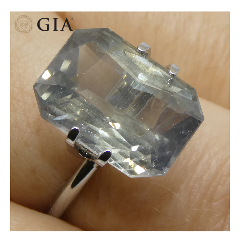 10.03ct Octagonal/Emerald Cut Grayish Greenish Blue to Grayish Purple Sapphire GIA Certified Tanzania Unheated - Skyjems Wholesale Gemstones