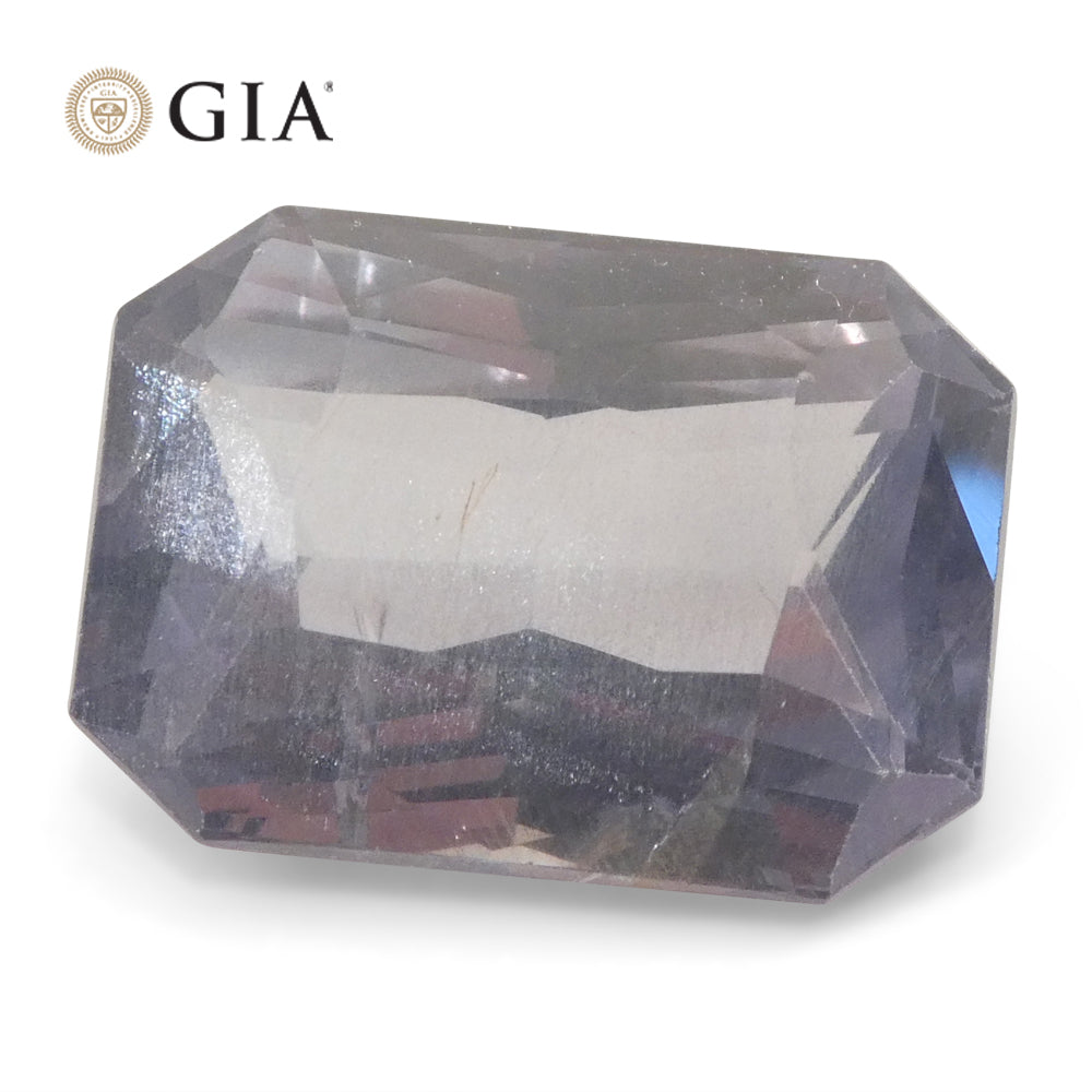 10.03ct Octagonal/Emerald Cut Grayish Greenish Blue to Grayish Purple Sapphire GIA Certified Tanzania Unheated - Skyjems Wholesale Gemstones