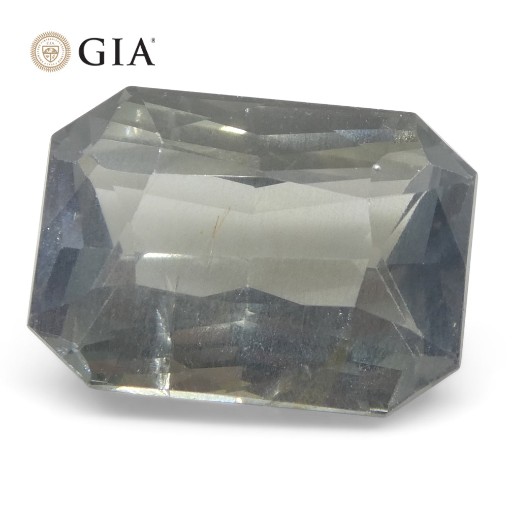 10.03ct Octagonal/Emerald Cut Grayish Greenish Blue to Grayish Purple Sapphire GIA Certified Tanzania Unheated - Skyjems Wholesale Gemstones