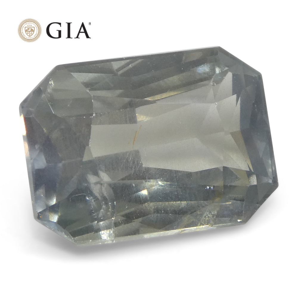 10.03ct Octagonal/Emerald Cut Grayish Greenish Blue to Grayish Purple Sapphire GIA Certified Tanzania Unheated - Skyjems Wholesale Gemstones