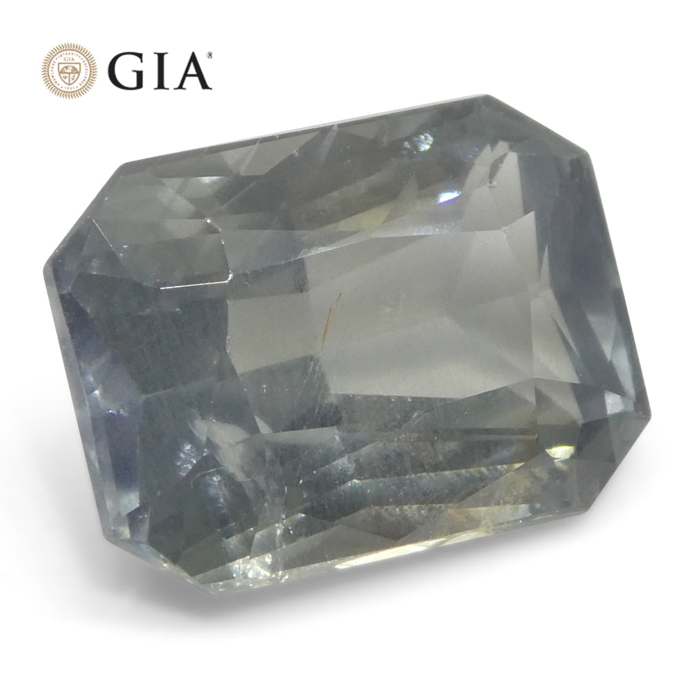 10.03ct Octagonal/Emerald Cut Grayish Greenish Blue to Grayish Purple Sapphire GIA Certified Tanzania Unheated - Skyjems Wholesale Gemstones