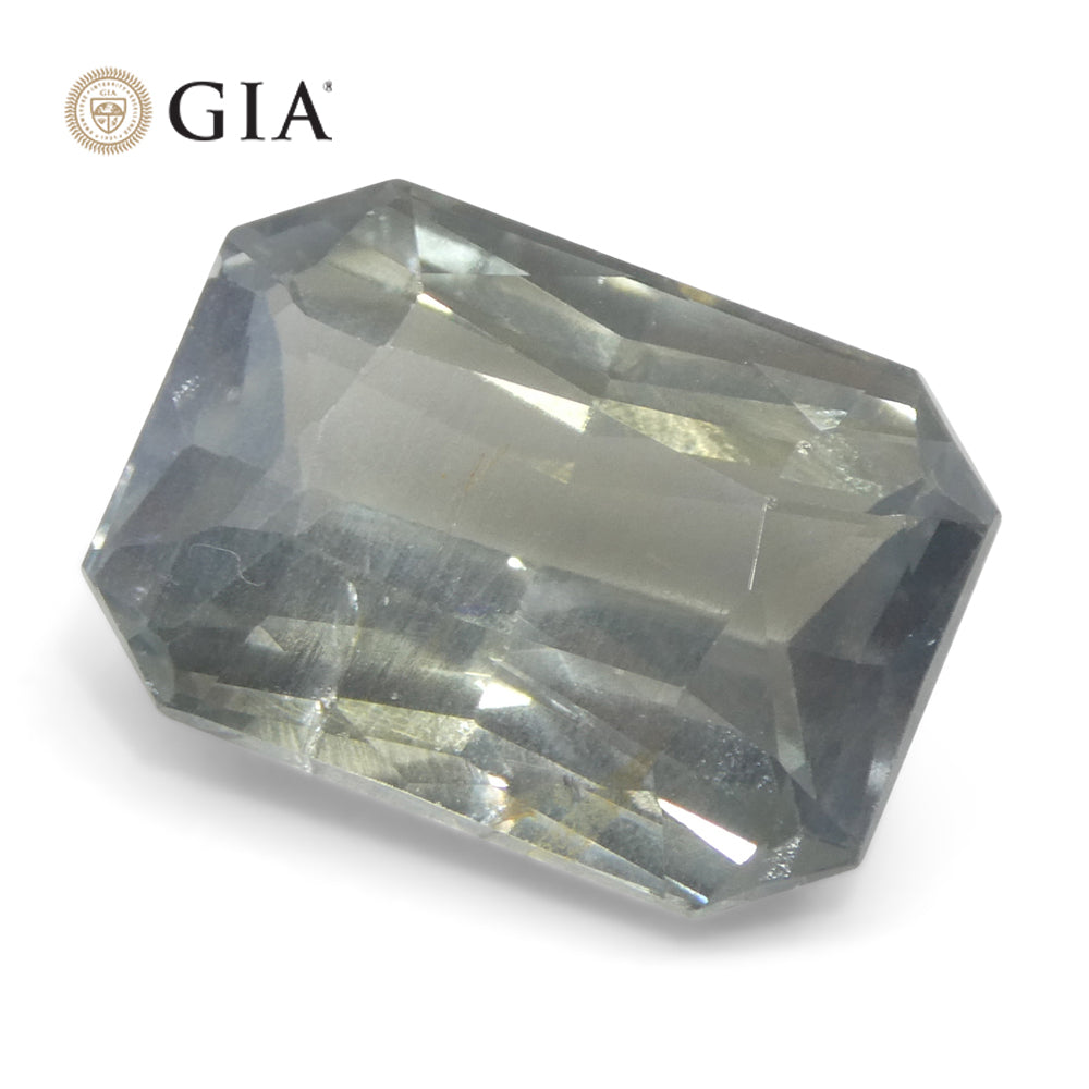 10.03ct Octagonal/Emerald Cut Grayish Greenish Blue to Grayish Purple Sapphire GIA Certified Tanzania Unheated - Skyjems Wholesale Gemstones