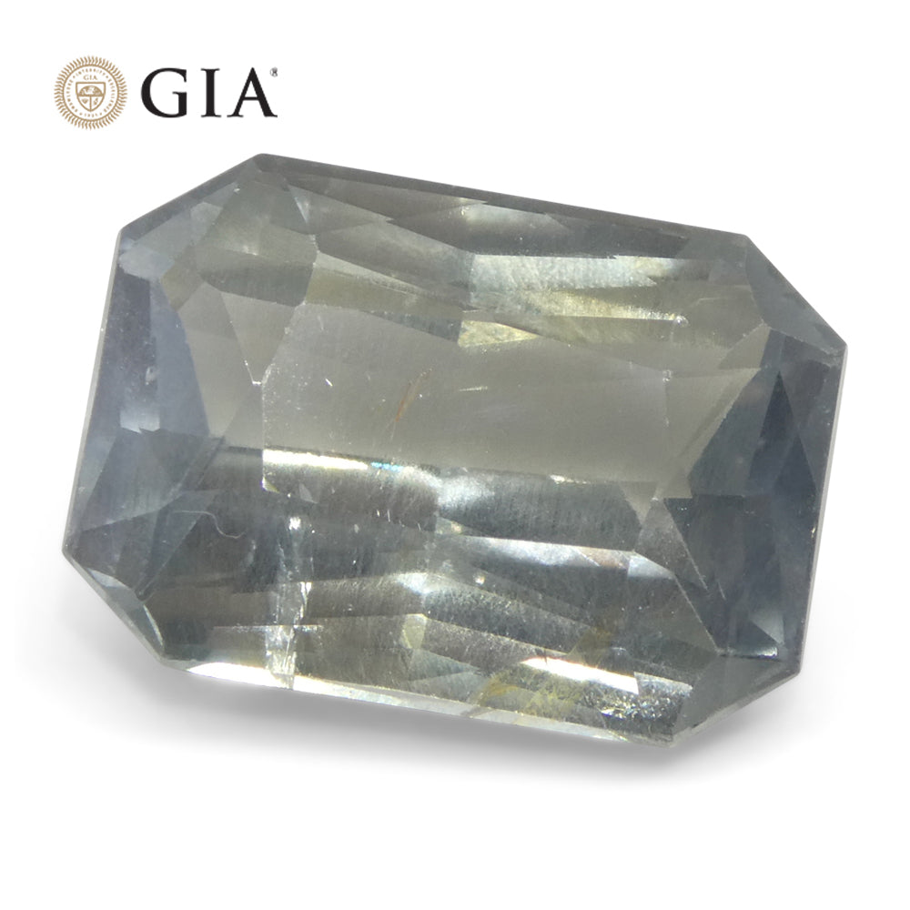 10.03ct Octagonal/Emerald Cut Grayish Greenish Blue to Grayish Purple Sapphire GIA Certified Tanzania Unheated - Skyjems Wholesale Gemstones