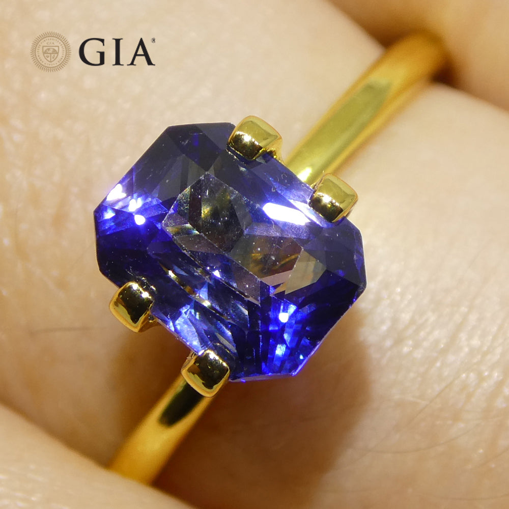 2.02ct Octagonal/Emerald Cut Purple and Blue Parti Sapphire GIA Certified - Skyjems Wholesale Gemstones