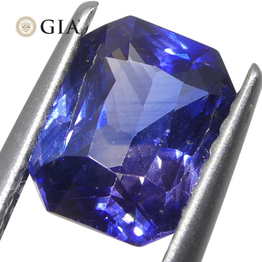 2.02ct Octagonal/Emerald Cut Purple and Blue Parti Sapphire GIA Certified - Skyjems Wholesale Gemstones