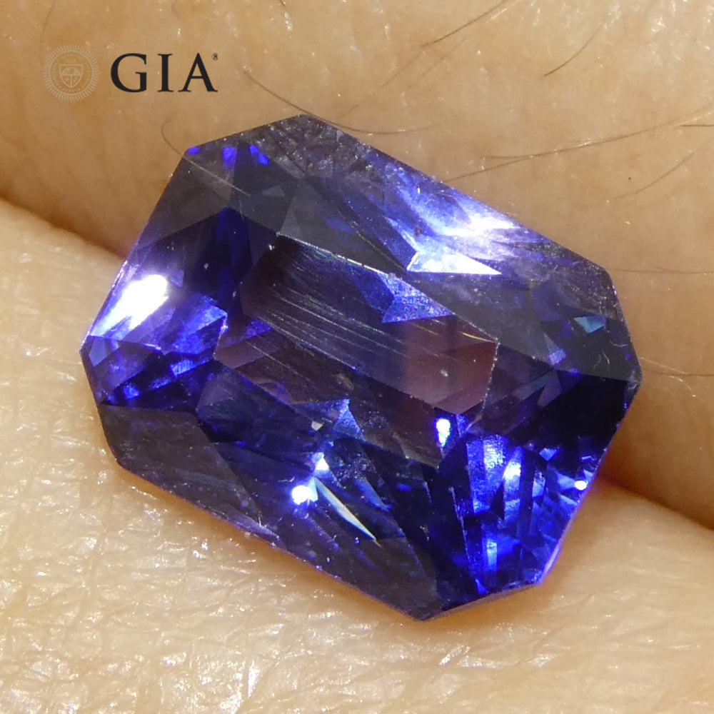2.02ct Octagonal/Emerald Cut Purple and Blue Parti Sapphire GIA Certified - Skyjems Wholesale Gemstones