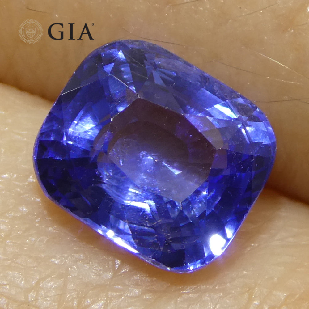 2-carat cushion-cut blue sapphire from Sri Lanka, GIA certified natural gemstone by SkyJems Canadian gem specialists