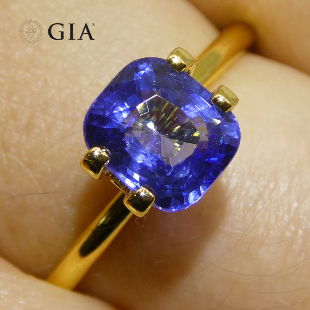 2-carat cushion blue sapphire from Sri Lanka, GIA certified natural gemstone by SkyJems Canadian gem specialists