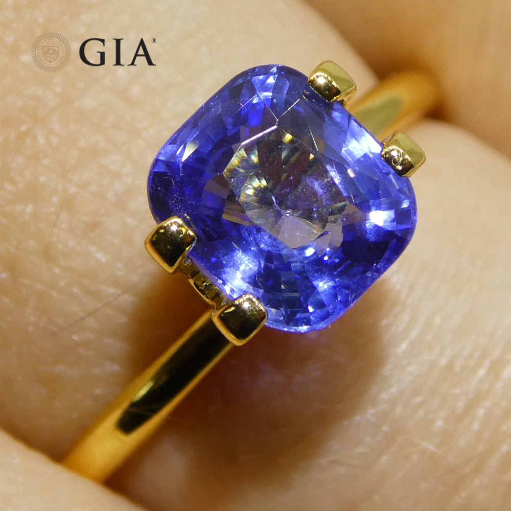 2-carat cushion blue sapphire from Sri Lanka, GIA certified natural gemstone by SkyJems Canadian gem specialists