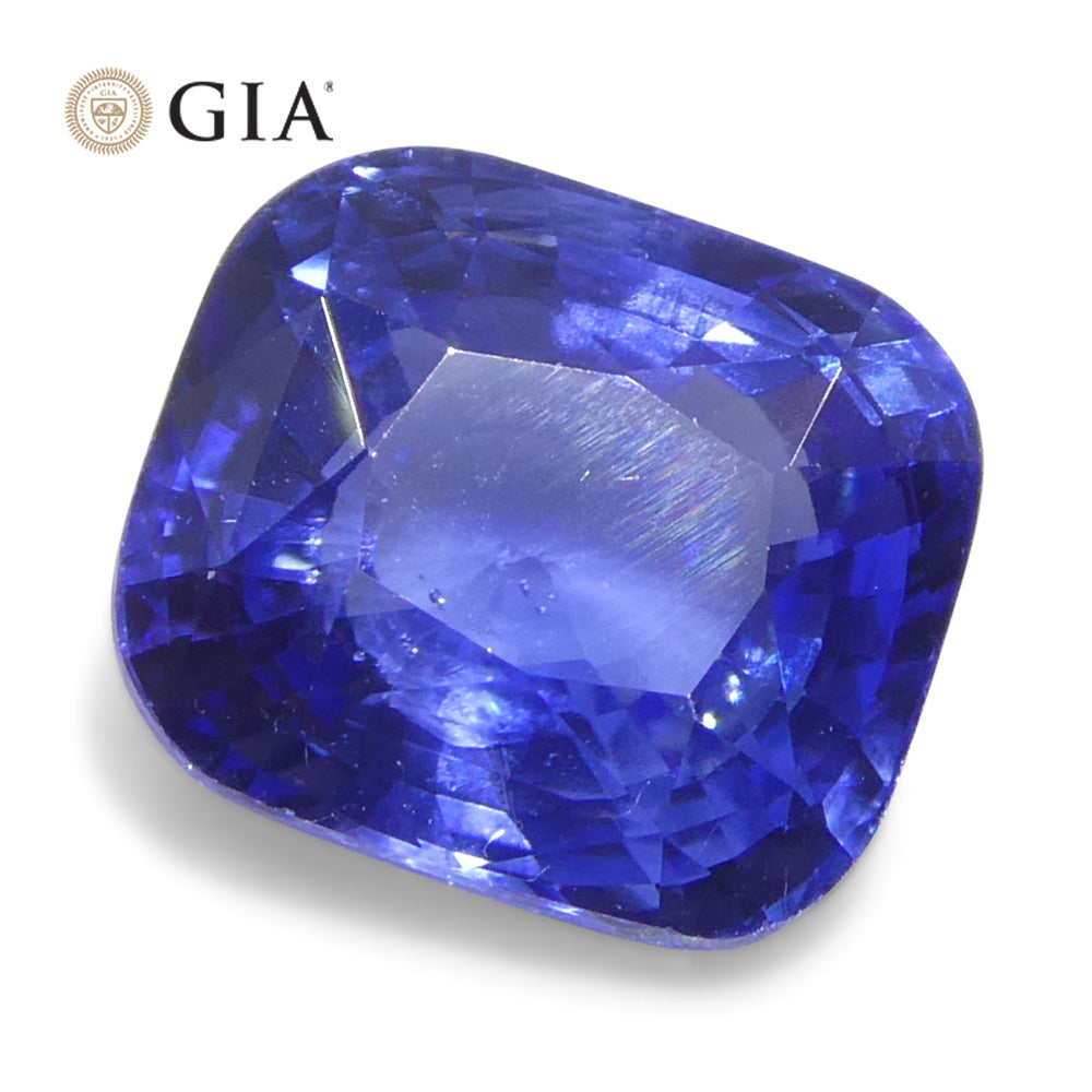 2-carat cushion blue sapphire from Sri Lanka, GIA certified natural gemstone by SkyJems Canadian gem specialists