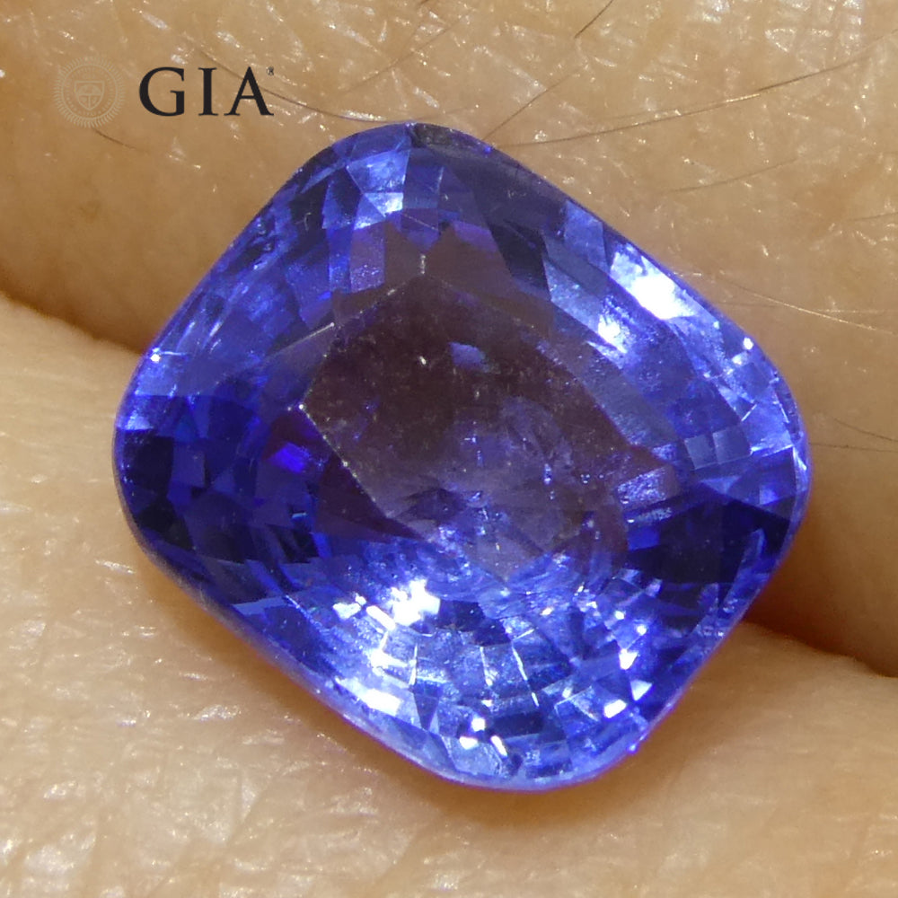 2-carat cushion blue sapphire from Sri Lanka, GIA certified natural gemstone by SkyJems Canadian gem specialists