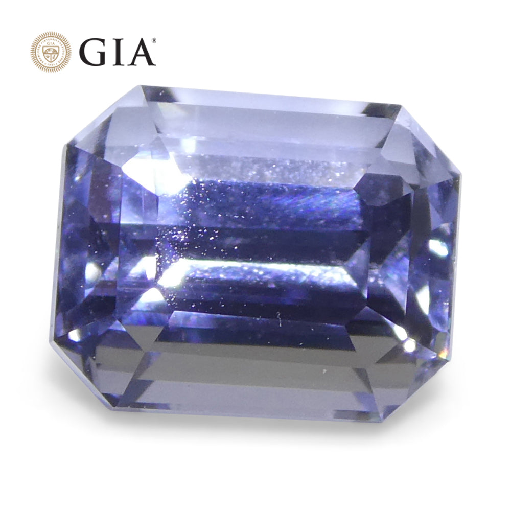 2.08ct Light Bluish Violet Sapphire from Sri Lanka, Emerald Cut, GIA Certified Unheated Gemstone by SkyJems