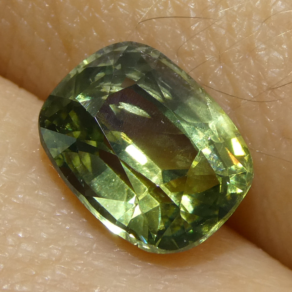 2.33ct Cushion Yellow-Green Sapphire GIA Certified Unheated - Skyjems Wholesale Gemstones
