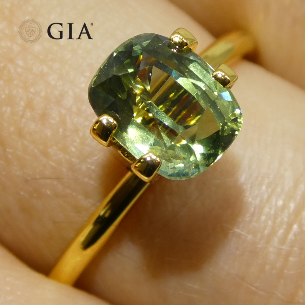 2.33ct Cushion Yellow-Green Sapphire GIA Certified Unheated - Skyjems Wholesale Gemstones