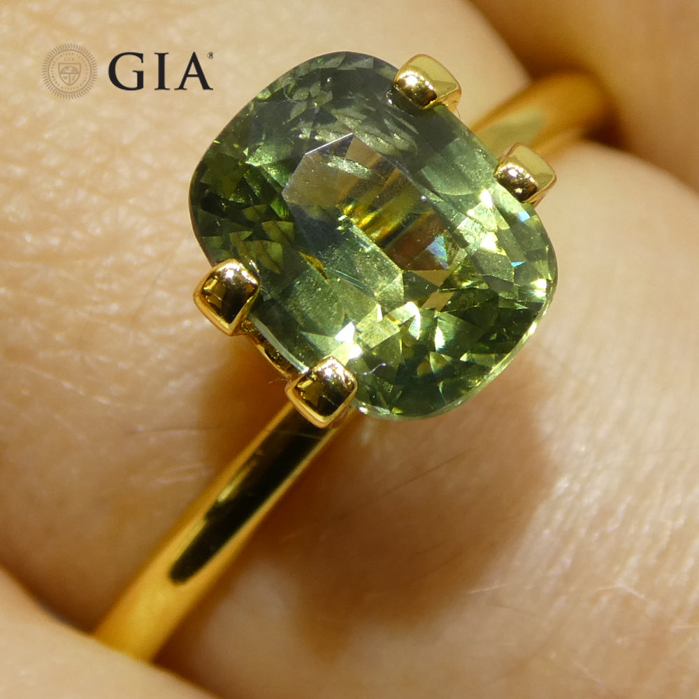 2.33ct Cushion Yellow-Green Sapphire GIA Certified Unheated - Skyjems Wholesale Gemstones