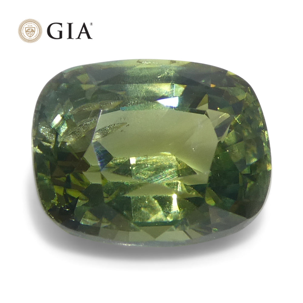 2.33ct Cushion Yellow-Green Sapphire GIA Certified Unheated - Skyjems Wholesale Gemstones