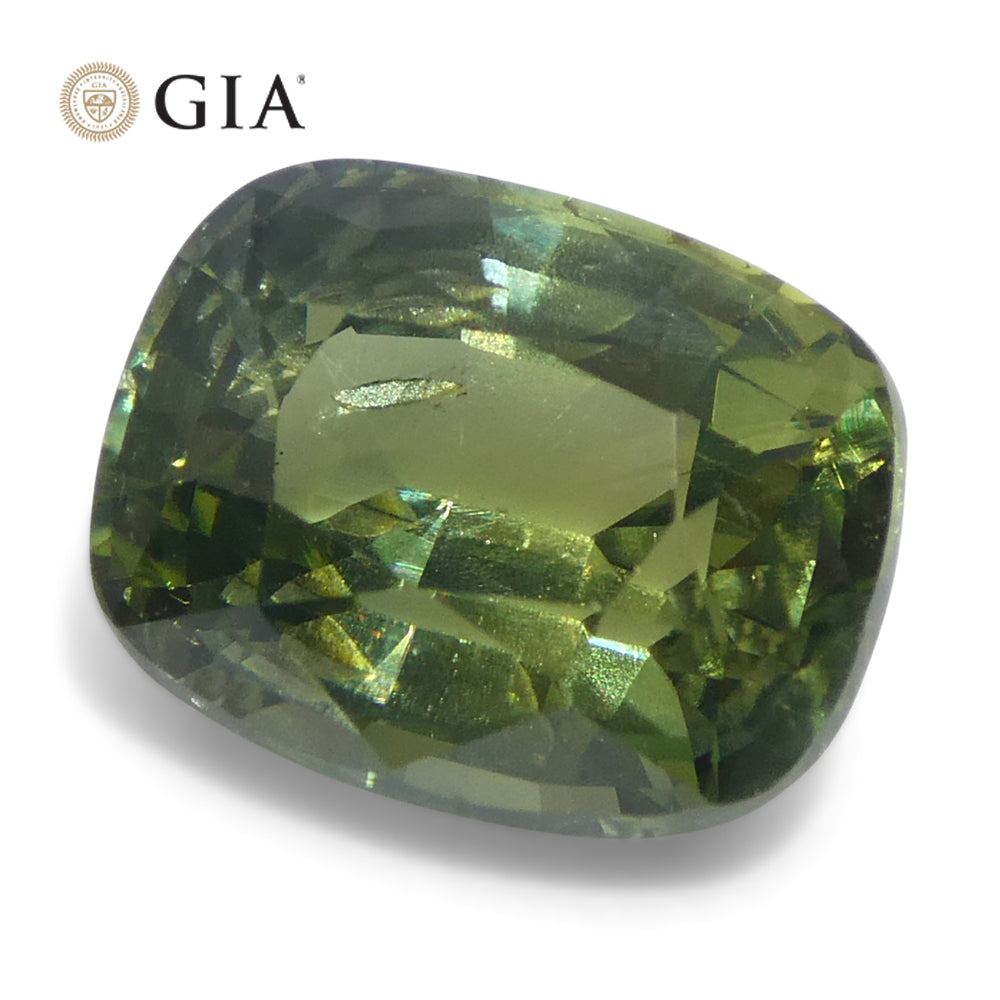 2.33ct Cushion Yellow-Green Sapphire GIA Certified Unheated - Skyjems Wholesale Gemstones